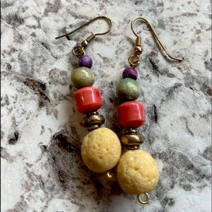 Colorful Wooden Beaded Dangling Earrings